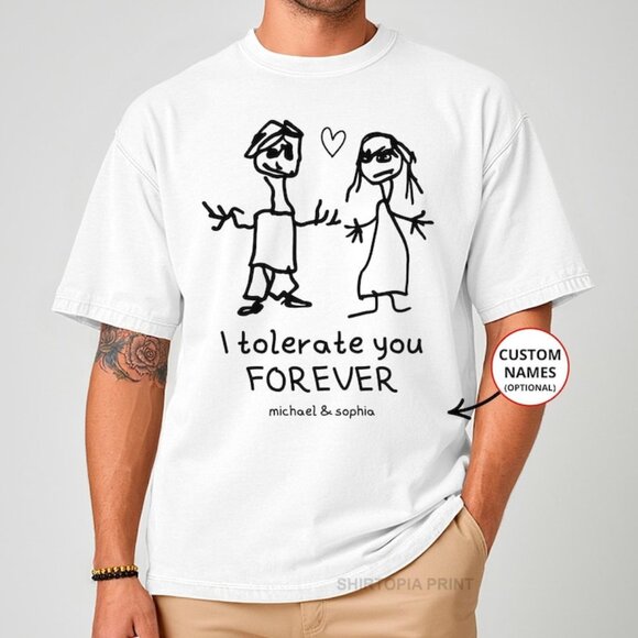 Funny Valentines Shirt, Valentine Drawn Tee, Sarcastic Couples Shirt - Picture 1 of 3